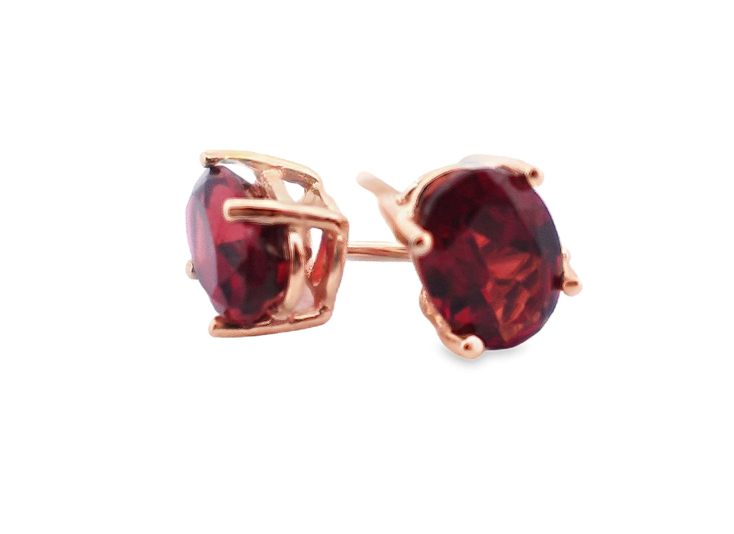 14KY 7X5 OVAL GARNET STUD EARRINGS