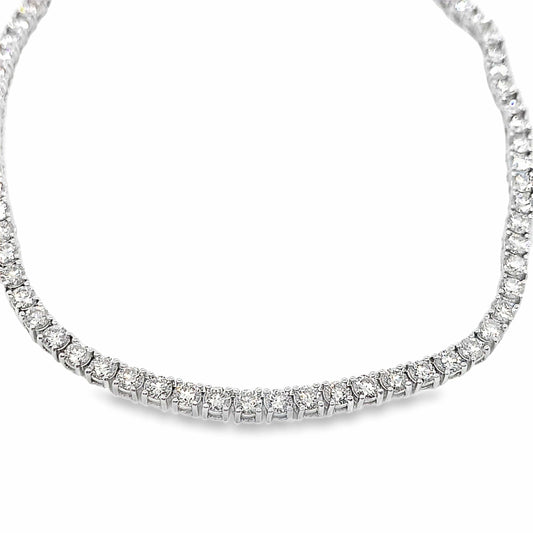 14K WHITE GOLD 9.82 CT TW NATURAL ROUND BRILLIANT DIAMOND H-I/VS STRAIGHT LINE TENNIS NECKLACE  18"