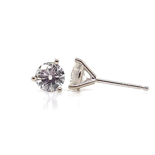14K WHITE GOLD .27CT TW NATURAL DIAMOND ROUND BRILLIANT J-K/VS MARTINI STYLE STUD EARRINGS