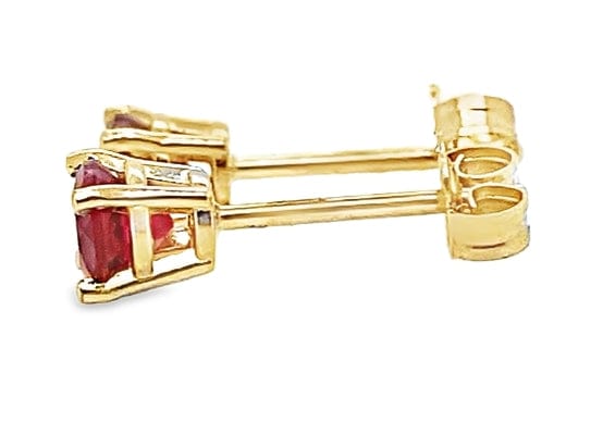 14K YELLOW GOLD .60 CT TW NATURAL RUBY ROUND BRILLIANT AA QUALITY STUD EARRINGS