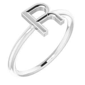 14K WHITE INITIAL R RING
