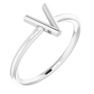 14K WHITE INITIAL V RING