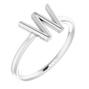 14K WHITE INITIAL W RING