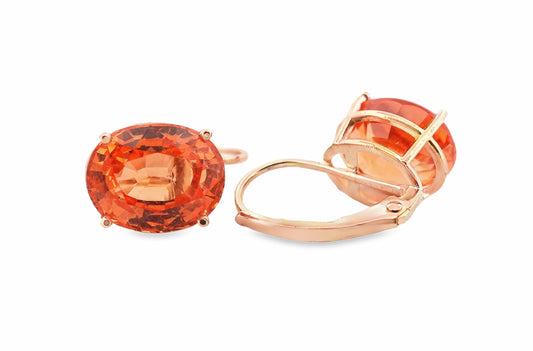 14KY 10X8MM MANDARIN GARNET AA LEVER BACK EARRINGS