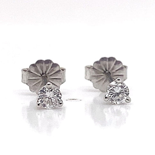 14K WHITE GOLD .25CT TW NATURAL DIAMONDS ROUND BRILLIANT F-G/SI1-2 MARTINI STYLE STUD EARRINGS