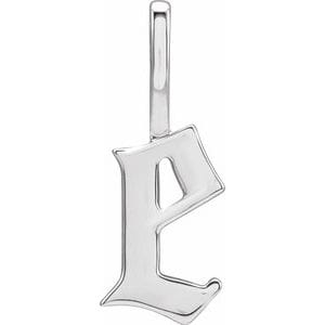 14K WHITE GOTHIC INITIAL E CHARM/PENDANT