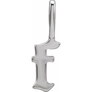 14K WHITE GOTHIC INITIAL F CHARM/PENDANT