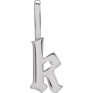 14K WHITE GOTHIC INITIAL K CHARM/PENDANT