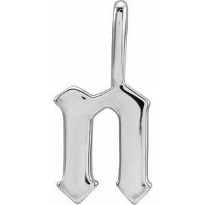 14K WHITE GOTHIC INITIAL N CHARM/PENDANT