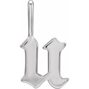 14K WHITE GOTHIC INITIAL U CHARM/PENDANT