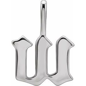14K WHITE GOTHIC INITIAL W CHARM/PENDANT