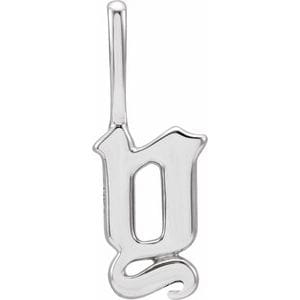 14K WHITE GOTHIC INITIAL Y CHARM/PENDANT