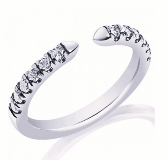 14K WHITE GOLD .36CT TW RBC G-H/SI NATURAL DIAMOND GAP BAND 12D