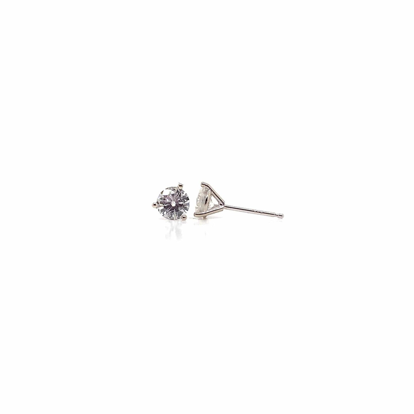 14K white gold martini setting stud earrings with round .50ct diamonds H-I color SI1-2 clarity.