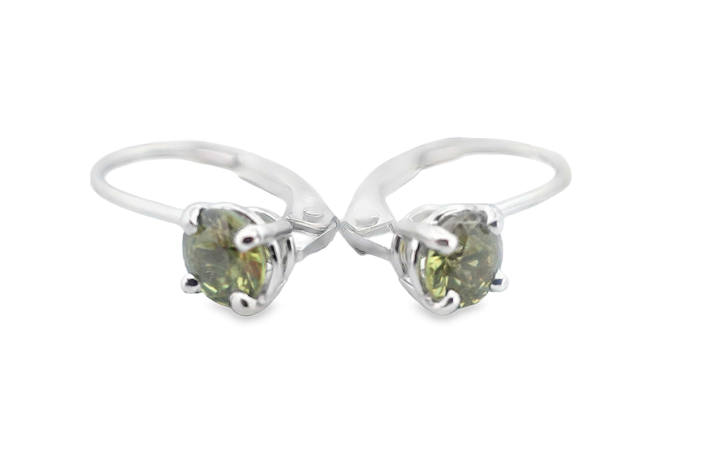 14KW 4MM ROUND DEMANTOID GARNET LEVER BACK EARRINGS