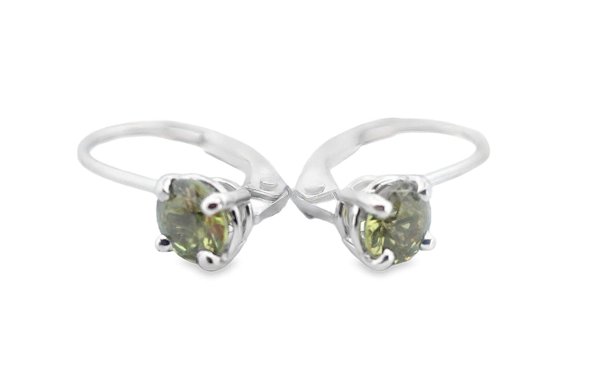 14KW 4MM ROUND DEMANTOID GARNET LEVER BACK EARRINGS