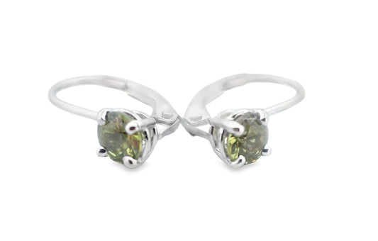 14KW 4MM ROUND DEMANTOID GARNET LEVER BACK EARRINGS