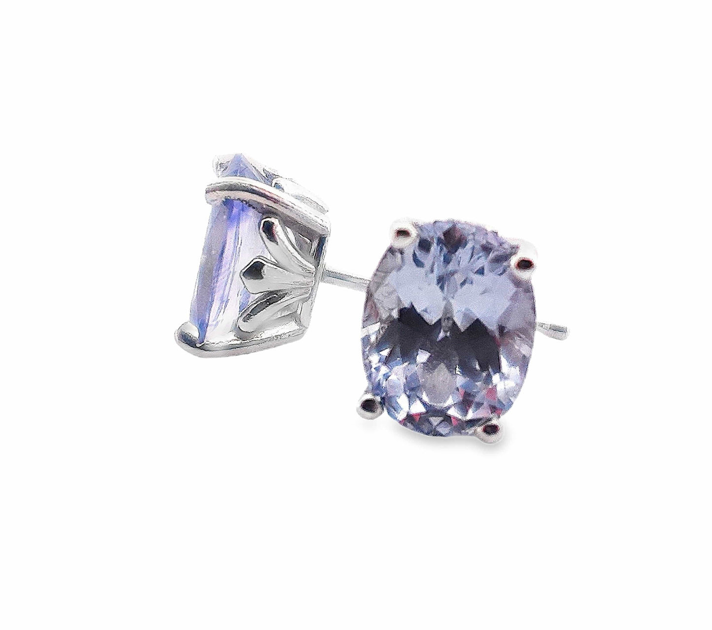 14KW 2.04CTW OVAL LIGHT BLUE SAPPHIRE SCROLL STUD EARRINGS