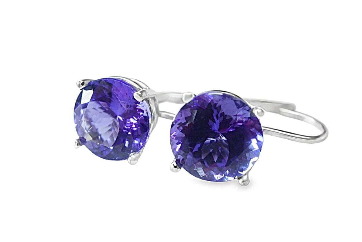 14KW 4.10CTW AAA TANZANITE LEVER BACK STUD EARRINGS