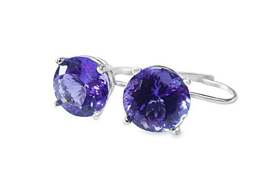 14KW 4.10CTW AAA TANZANITE LEVER BACK STUD EARRINGS