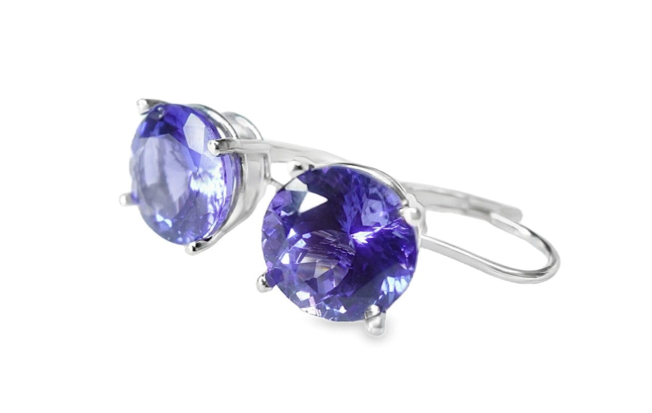 14KW 4.10CTW AAA TANZANITE LEVER BACK STUD EARRINGS