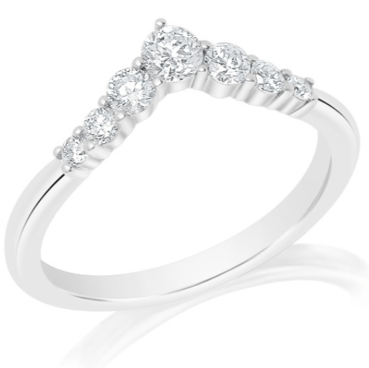 14K WHITE GOLD .37CT TW RBC NATURAL DIAMOND CURVE BAND G-H/SI 7D
