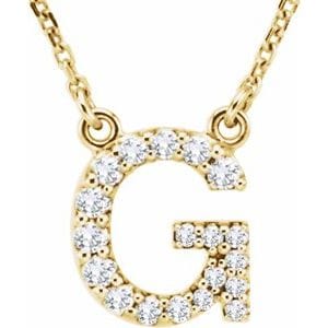 14K YELLOW 1/6 CTW NATURAL DIAMOND INITIAL G 16" NECKLACE