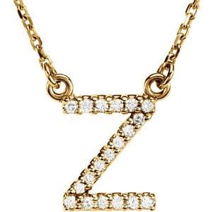 14K YELLOW .08 CTW NATURAL DIAMOND INITIAL Z 16" NECKLACE
