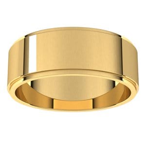 Rings 14K Yellow 7 mm Stepped-Edge Flat Band Size 10