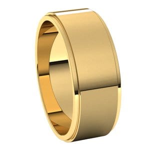 Rings 14K Yellow 7 mm Stepped-Edge Flat Band Size 8.5