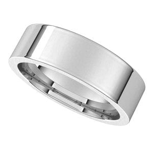 Rings 14K White 6 mm Comfort-Fit Flat Band Size 7.5