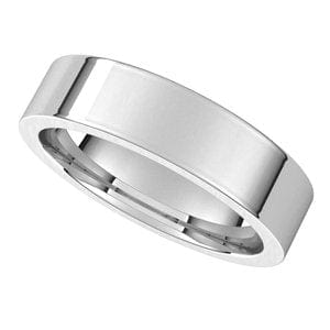 Rings 14K White 5 mm Comfort-Fit Flat Band Size 8.5