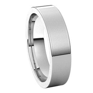 Rings 14K White 5 mm Comfort-Fit Flat Band Size 8.5