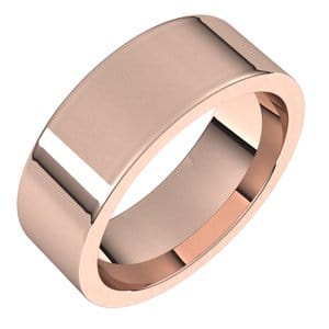 Rings 14K Rose 7 mm Comfort-Fit Flat Band Size 8