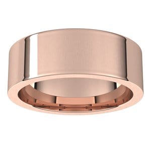Rings 14K Rose 7 mm Comfort-Fit Flat Band Size 8
