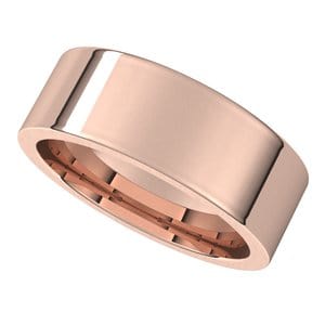 Rings 14K Rose 7 mm Comfort-Fit Flat Band Size 8