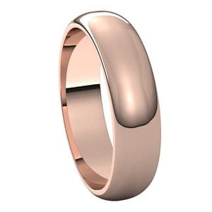 Rings 10K Rose 5 mm Half Round Band Size 9