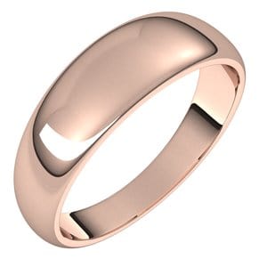 Rings 10K Rose 6 mm Tapered Half Round Band Size 10
