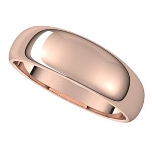 Rings 10K Rose 6 mm Tapered Half Round Band Size 10