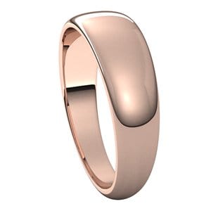 Rings 10K Rose 6 mm Tapered Half Round Band Size 10