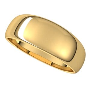 Rings 18K Yellow 7 mm Tapered Half Round Band Size 9