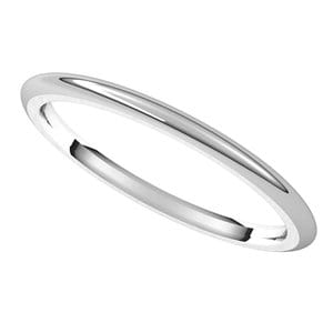 Rings 14K White 1.5 mm Comfort-Fit Half Round Band Size 5.5