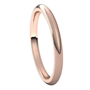 Rings 14K Rose 2 mm Comfort-Fit Half Round Band Size 7.5