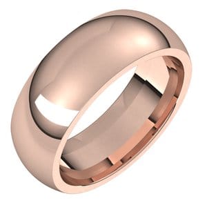 Rings 10K Rose 7 mm Comfort-Fit Half Round Band Size 7.5