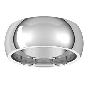 Rings Nickel Plated Sterling Silver 8 mm Comfort-Fit Half Round Band Size 7