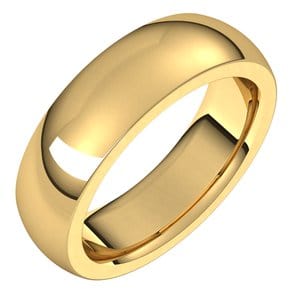 Rings 14K Yellow 6 mm Heavyweight Comfort-Fit Half Round Band Size 10.5