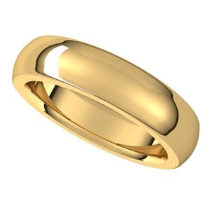 Rings 18K Yellow 5 mm Heavyweight Comfort-Fit Half Round Band Size 7.5