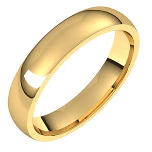 Rings 22K Yellow 4 mm Lightweight Comfort-Fit Half Round Band Size 9.5
