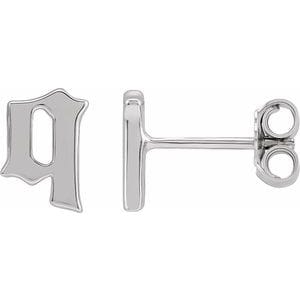 14K WHITE GOTHIC INITIAL Q EARRING