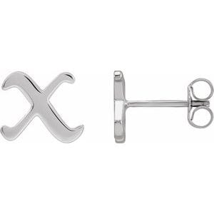 14K WHITE GOTHIC INITIAL X EARRING